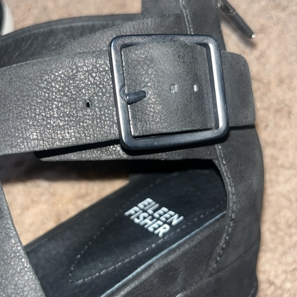 Eileen Fisher Boost Washed Leather Platform Sandal Black 6.5 - Picture 8 of 8
